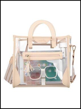 Clear Tote Bag Stadium Approved PVC Crossbody Purse with Inner Clutch